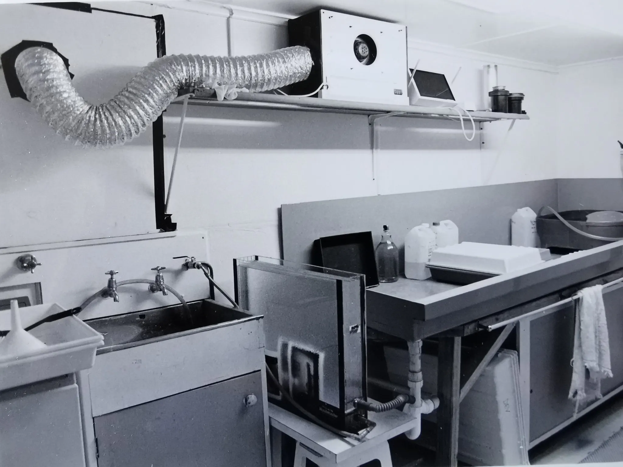 Darkroom printing workspace